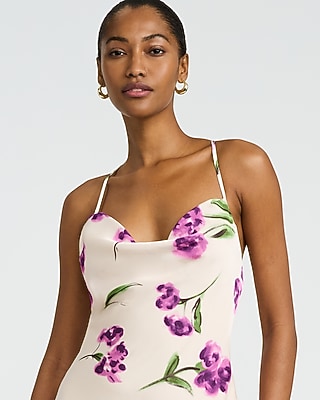 cowl neck midi dress floral Blue Floral Cowl Neck Midi Dress