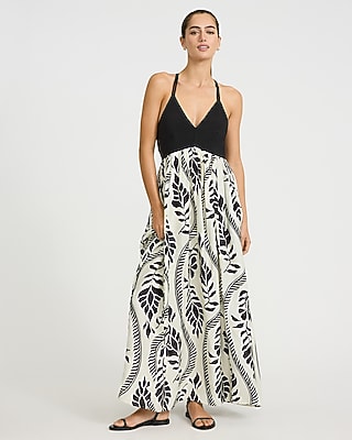Chiffon Printed Tie One Shoulder Maxi Dress