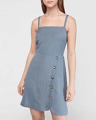 square neck button front dress