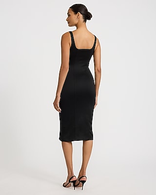 Sweetheart Sleeveless Zip Front Sheath Midi Dress