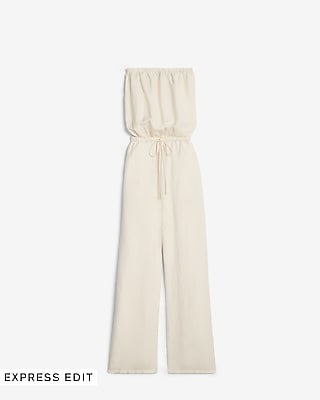 white strapless jumpsuit express