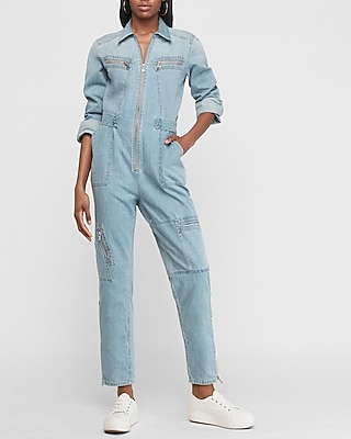 denim utility jumpsuit