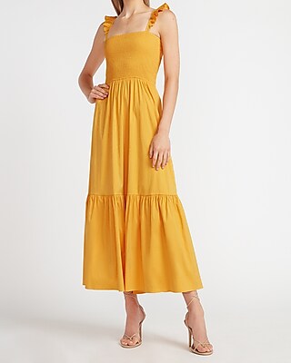 smocked bodice maxi dress