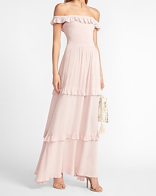 off the shoulder ruffle maxi dress
