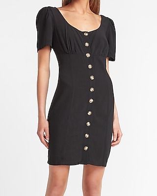 black dress with buttons in the front