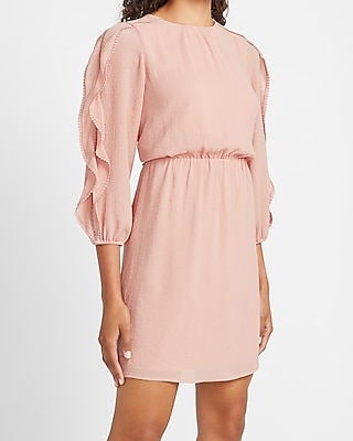 pink dress ruffle sleeves