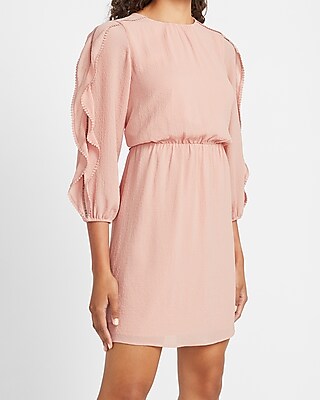 pink dress ruffle sleeves