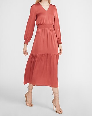 satin v neck maxi dress