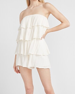 strapless ruffle romper