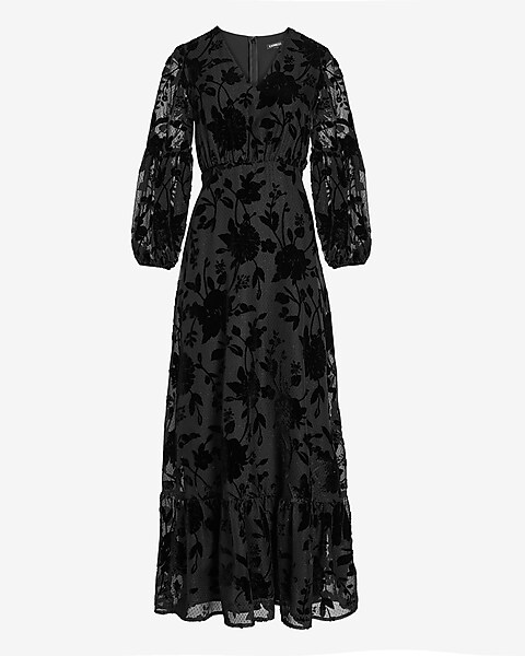 Velvet Burnout Floral Maxi Dress | Express