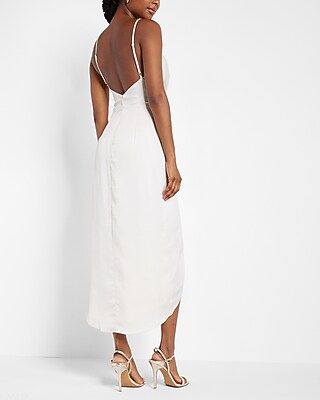 Satin Twist Waist Hi-lo Midi Dress | Express