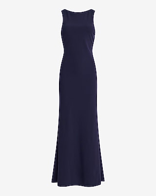 Boat Neck Sleeveless Twist Back Maxi Dress