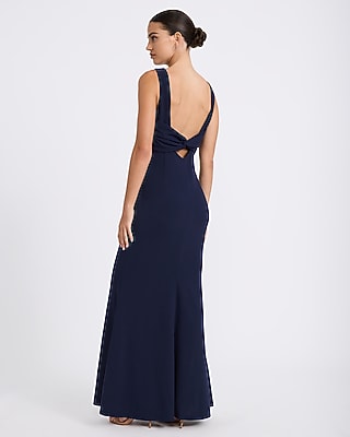 Boat Neck Sleeveless Twist Back Maxi Dress