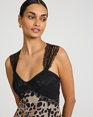 Mesh Leopard Sweetheart Lace Pieced Maxi Dress