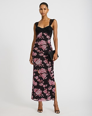 mesh printed strapless sweetheart maxi dress Express Mesh Printed Strapless Sweetheart Maxi Dress