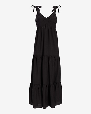 Express Tie Shoulder Tiered Maxi Dress