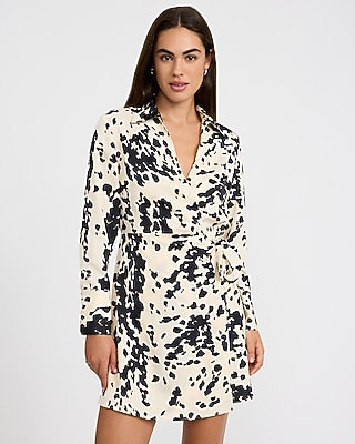 Cow Print V-Neck Tie Wrap Mini Sheath Dress