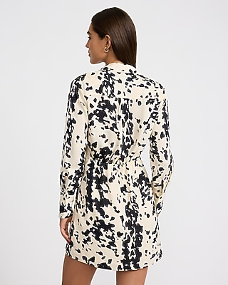 Cow Print V-Neck Tie Wrap Mini Sheath Dress
