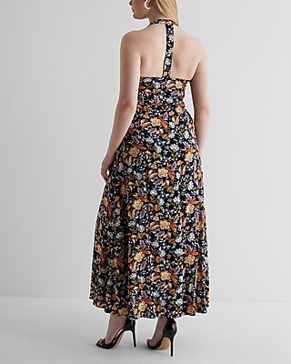 Floral Halter Neck Side Slit Maxi Dress - image 5