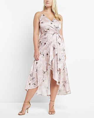 express satin faux wrap maxi dress