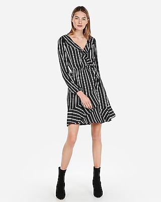 ruffle elastic waist wrap dress