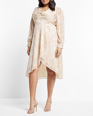 WC - LONG SLV VEE NECK TWIST MIDI - 9417640:PRINT-GREY:XL