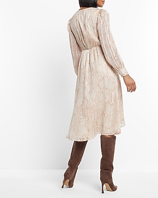 WC - LONG SLV VEE NECK TWIST MIDI - 9417640:PRINT-GREY:XL