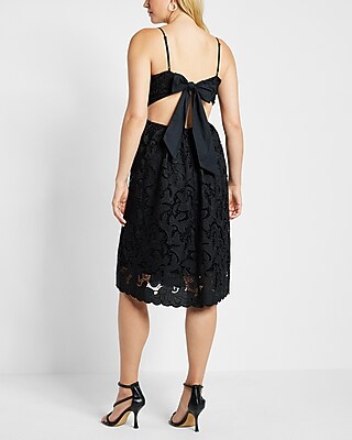 Lace Tie Back Side Cutout Midi Dress | Express