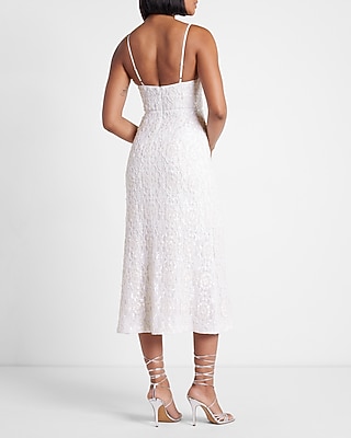 Sequin Lace V-Neck Midi Dress - image 3