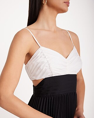 open lace back dress Chic Color-Block Shirt Dress with Pleated Detail