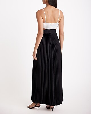 express blue pleated dress A-Line Halter Backless Pleated Blue Chiffon Long Prom Dresses, Blue / 0