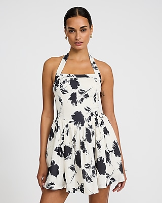 【WELLBEING EXPRESS】 Square Neck Sleeveless / 追跡付 Square Neck Sleeveless Drop Waist Bubble Hem Mini Dress