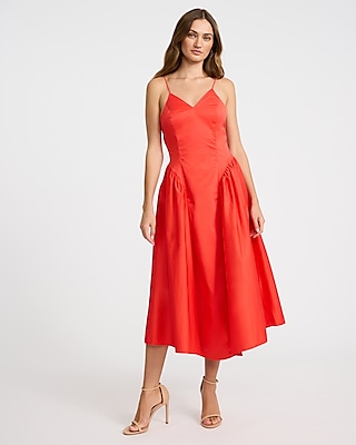 Jersey Floral Sleeveless Sweetheart Midi Dress