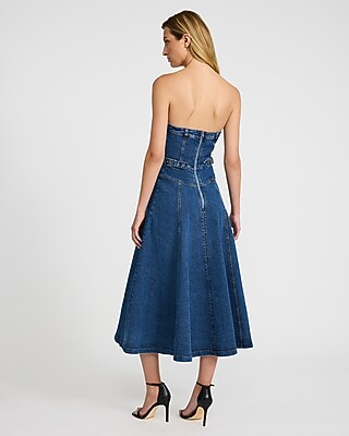 green emerald velvet dress Sweet Denim Corset Flare Mini Dress main image 1