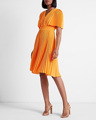 strapless open back dress Orange V Neck Pleated Button Midi Dress & Reviews - Blue - Dresses main image 0