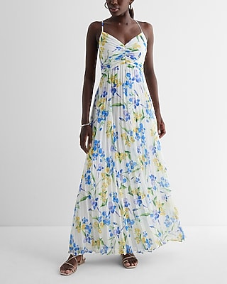 EX - BARE V NK PLEATED MAXI - BLUE FLORAL - KV 9417496:PRINT-BLUE:M
