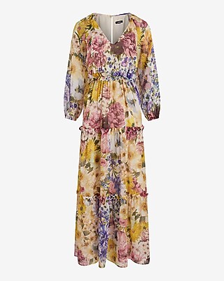 chinese dress ladies Green Honolulu Flowers Long Sleeve Maxi Dress – FARM Rio