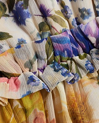 Floral V-neck Long Sleeve Tiered Ruffle Maxi Dress Express