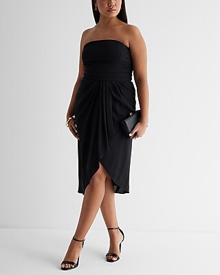 knee length dresses for ladies Black Mesh Draped Scarf Ruched Maternity Midi Dress main image 1