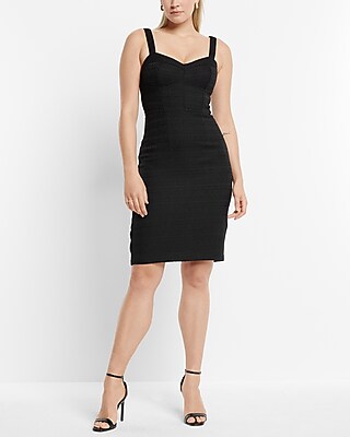 Tweed Sweetheart Neckline Corset Midi Sheath Dress