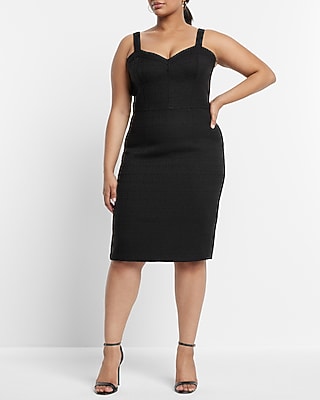 Tweed Sweetheart Neckline Corset Midi Sheath Dress