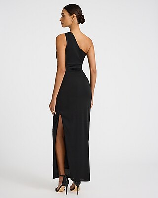 One Shoulder Hardware Ruched Maxi Dress | Express