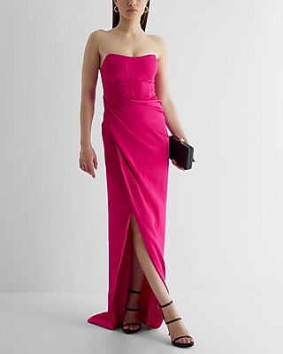 white christmas dresses Ashley Lauren 11605 - Ruched Bustier Prom Dress 4 / Hot Pink main image 0