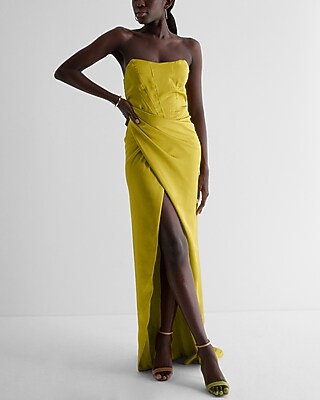 charlita maxi dress strapless cowl back satin dress Charlita Maxi Dress - Strapless Cowl Back Satin Dress in Charcoal