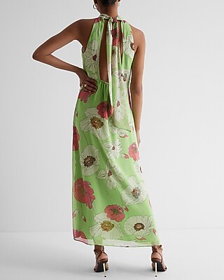 open lace back dress Now In Bloom Open Back Floral Maxi Dress