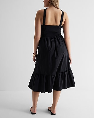 Halter Neck Tiered Poplin Midi Dress
