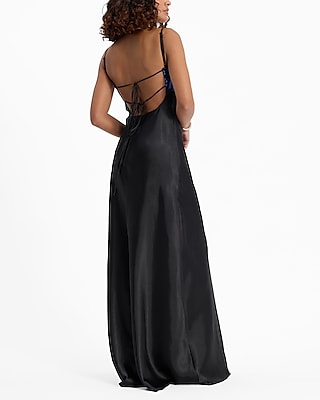 Sequin Satin Sleeveless Maxi Dress