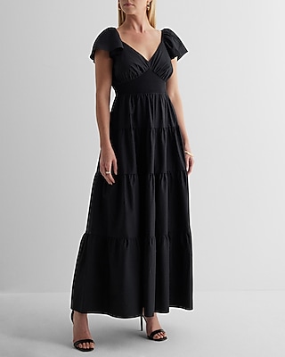 Bridesmaid Dress Express Flutter Sleeve Dress Charmeuse Flutter-Sleeve A-Line  Dress