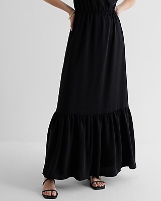 Satin Wrap Front Tiered Maxi Dress