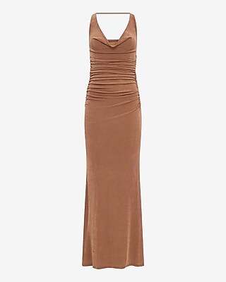 Shine Cowl Neck Sleeveless Ruched Maxi Dress - image 4